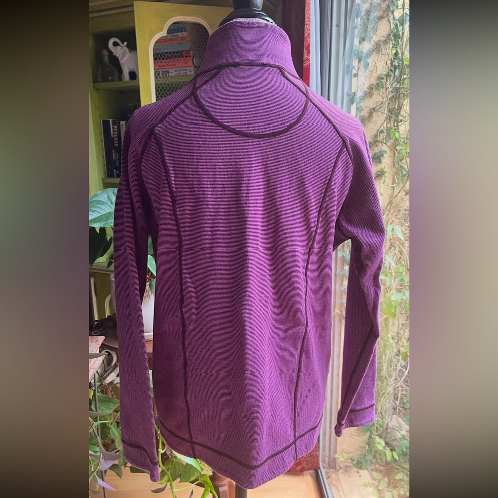 Reversible Purple Striped to Plain Flip Zip Jacket Well-Engineered Sz S / M - Picture 4 of 11